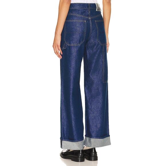 Mother SNACKS! Size 32 The Smoothie Carpenter Sneak Jeans Blue Denim NWT $238 - Picture 4 of 16